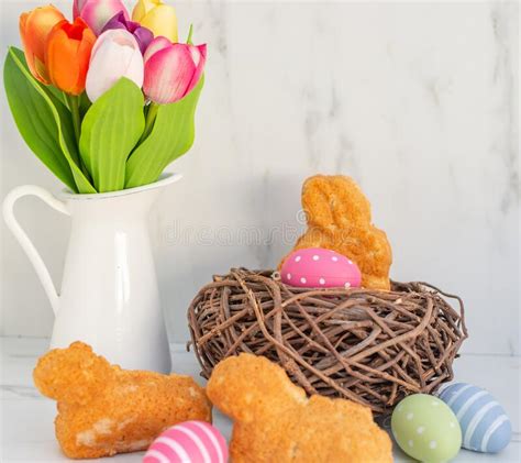Bunny And Lamb With Easter Basket Rustic Stock Image Image Of