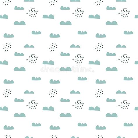 Vector Scandinavian Seamless Pattern Clouds And Rain Cute Simple