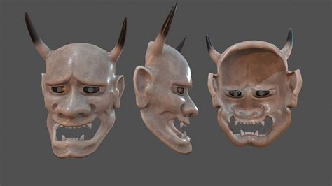 3d Model Oni Mask 2 Unity Ue4 Pbr Textures Vr Ar Low Poly Cgtrader