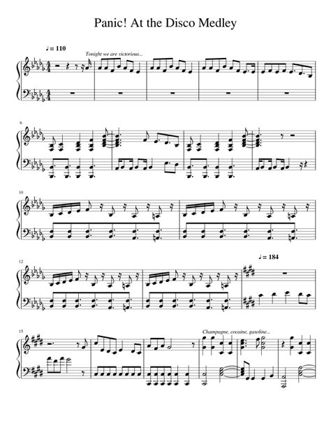 Panic! At the Disco Medley sheet music for Piano download free in PDF