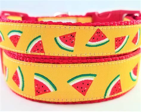 Watermelon Dog Collar Handmade Adjustable Summertime Large Etsy