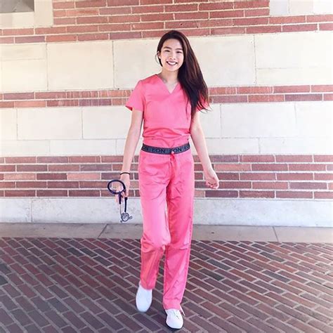 registered nurse mikirai looks so cute and fun in our strawberry pink eon scrubs … nursing