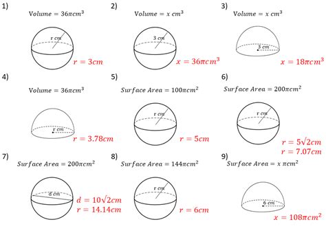 Volume And Surface Area Of A Sphere Working Backwards Variation Theory