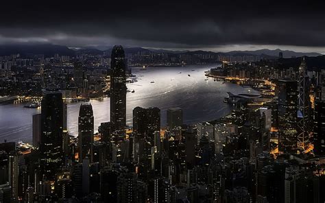 Hong Kong Night Skyscrapers China Repulse Bay Central And Western