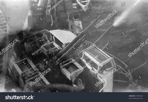 Naval Anti Aircraft Gun In Action During Wwii Stock Photo 13096333