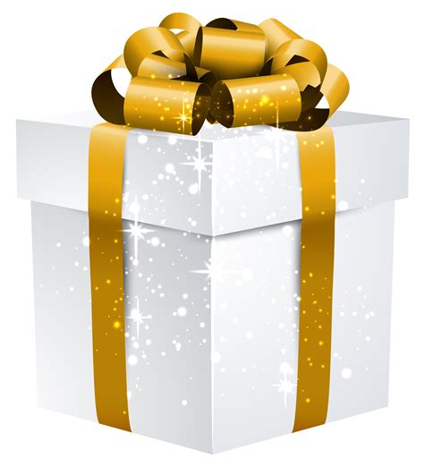 White Shining T Box With Gold Bow Png Clipart Image Ts T