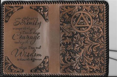 Custom Made Leather Alcoholics Anonymous Big Book Cover With Serenity