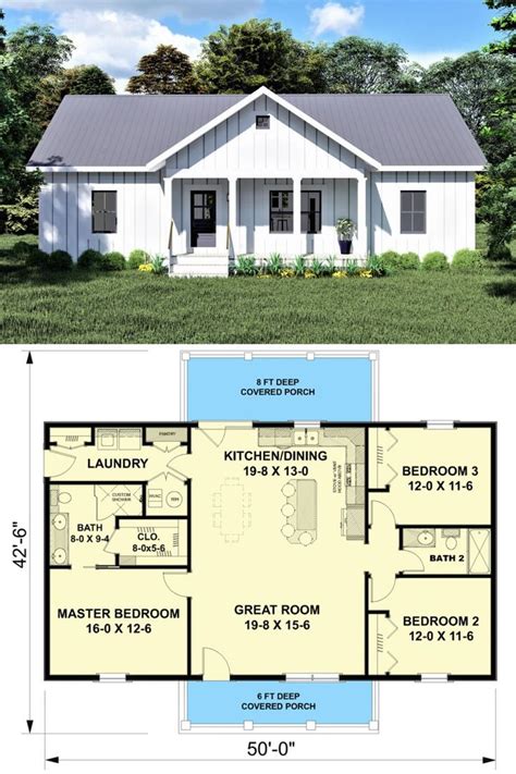 1 Story 3 Bedroom Southern Country Home With An Split Bedrooms Floor