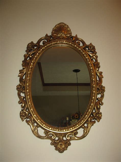 Large Ornate Wall Mirror Oval Shape Plastic Framed 29