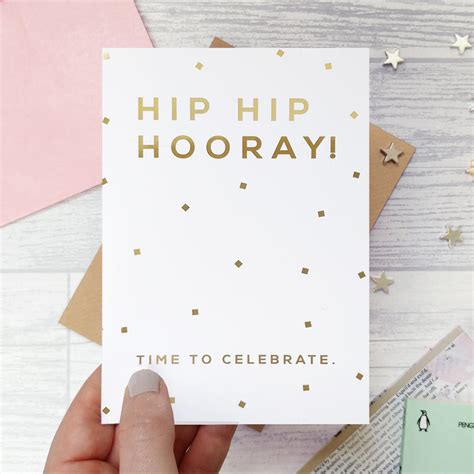 Gold Foil ‘hip Hip Hooray Congratulations Card — Bookishly