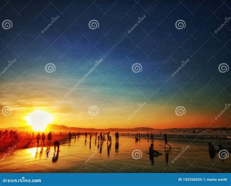 Rainbow Sunset At Beach Stock Image Image Of Afterglow 192556035
