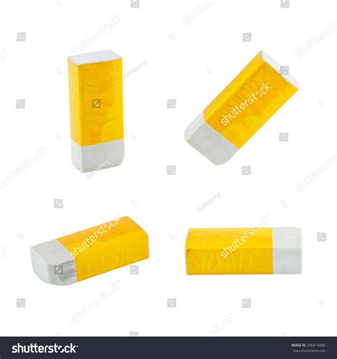Yellow Eraser Set Isolated On White Stock Photo 106416986 Shutterstock
