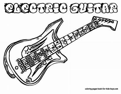 Coloring Guitar Pages Rock Electric Outline Clipart