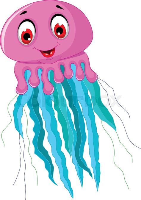 Cute Jellyfish Cartoon Posing Stock Vector Colourbox