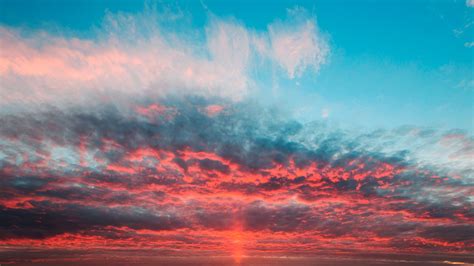 Download Sky Orange Clouds Sunset Wallpaper 2560x1440 Dual Wide