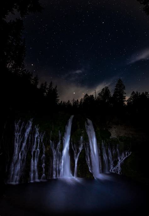 Water Falls In Night Waterfall Water Burney Falls