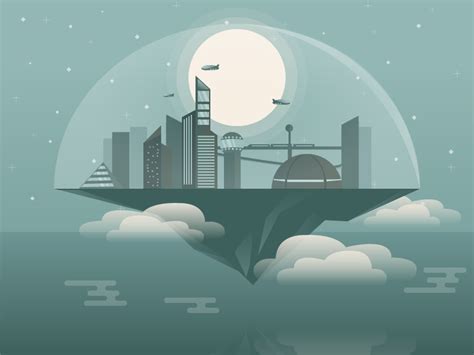 Futuristic Floating City By Tal Giat On Dribbble