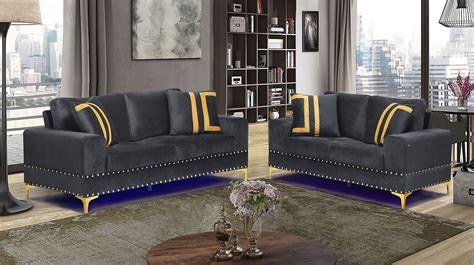 U98 Black Velvet Living Room Set Global Furniture Furniture Cart