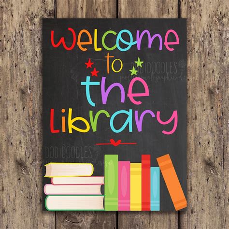 Library Welcome To The Library Classroom Signs Classroom Etsy