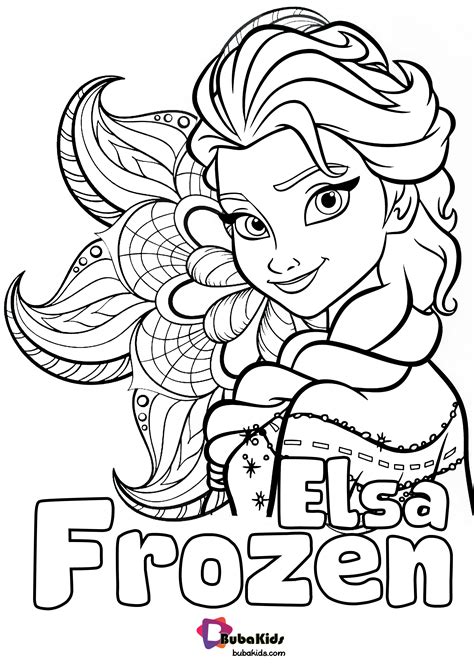 Print free frozen coloring pages containing characters: Princess Elsa Frozen Coloring Pages - BubaKids.com