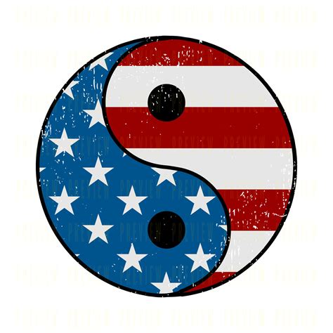 Yin Yang American Flag Distressed Svg Png  Pdf Psd File Etsy