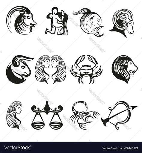 Zodiac Signs In Line Art Royalty Free Vector Image