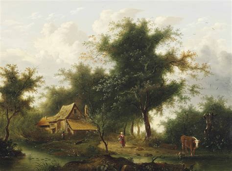 English School 19th Century Cottage In A Wooded Landscape With