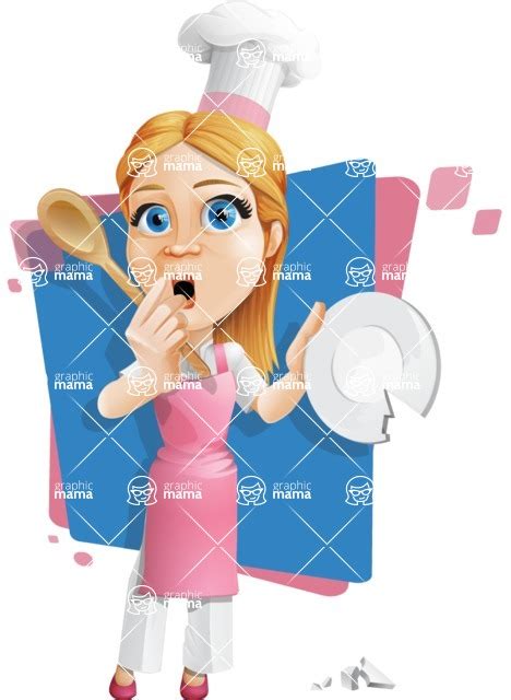 Cute Cooking Housewife Cartoon Vector Character Illustrations
