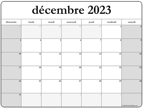 Calendrier Décembre 2023 Et 2022 Calendrier Novembre