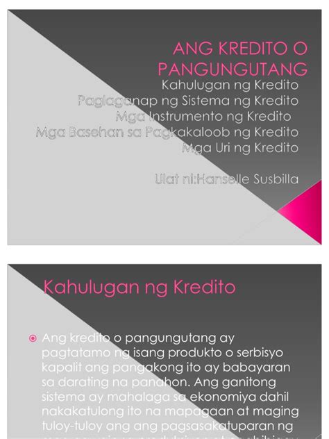 Ang Kredito O Pangungutang Pdf