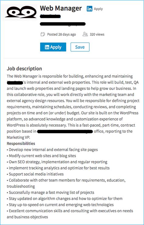 Discuss, review and process policy change and endorsement requests with insureds and carriers; Sample Website Manager Job Listing - Blotter