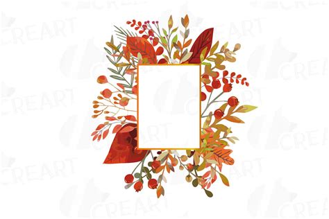 Autumn Frames Watercolor Clip Art Pack Fall Design Borders 148460