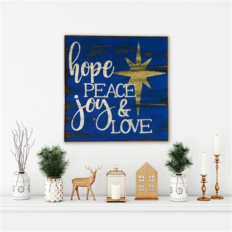 Hope Peace Joy And Love Wood Christmas Sign Christmas Etsy