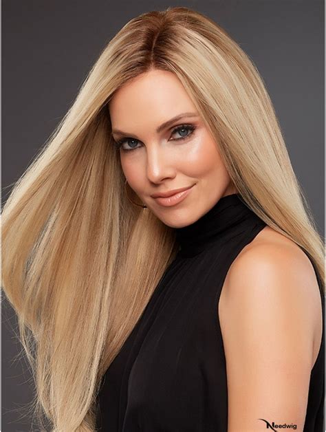 Platinum Blonde Without Bangs Straight 18 Inch Human Hair Wig