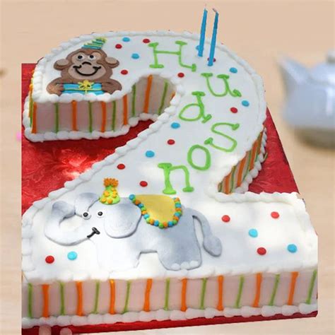 Buy Party Theme Number Two Cream Cake 2nd Hbd Kids Cake
