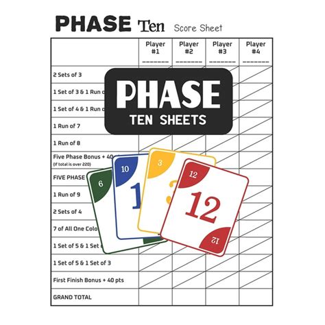 Phase 10 Printable Cards