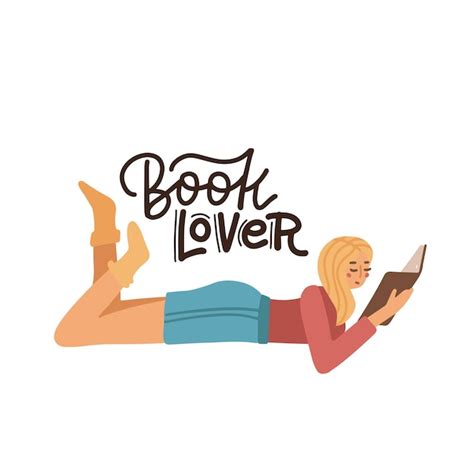 Premium Vector Blondy Girl Lying On A Floor And Reading Book Girl At