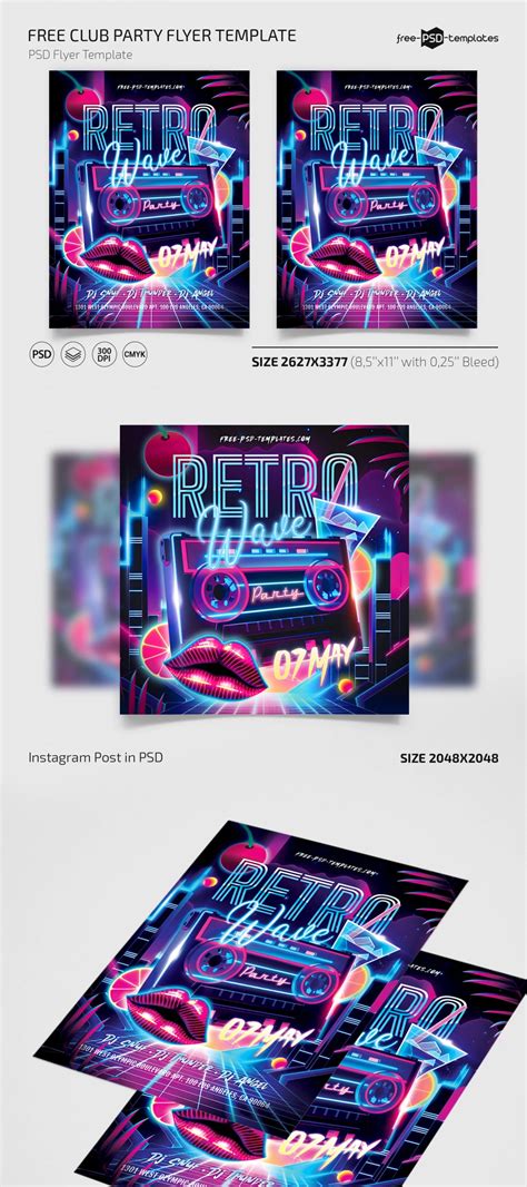 Free Retro Party Flyer For Photoshop Psd