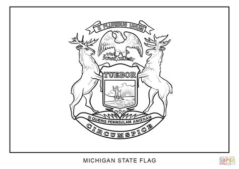 Flag Of Michigan Coloring Page Free Printable Coloring Page Coloring