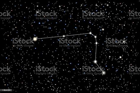 Vector Illustration Of The Constellation Horologium On A Starry Black
