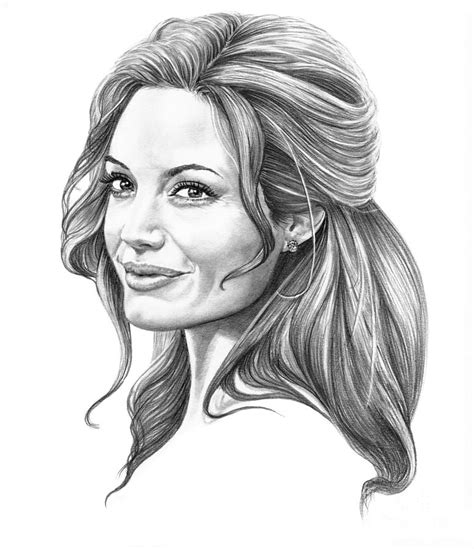 Angelina Jolie Drawing By Murphy Elliott Pixels