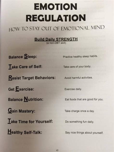 8 emotional regulation worksheets & emotion pictures. Emotion Regulation= STRENGTH | Dbt therapy, Dbt skills