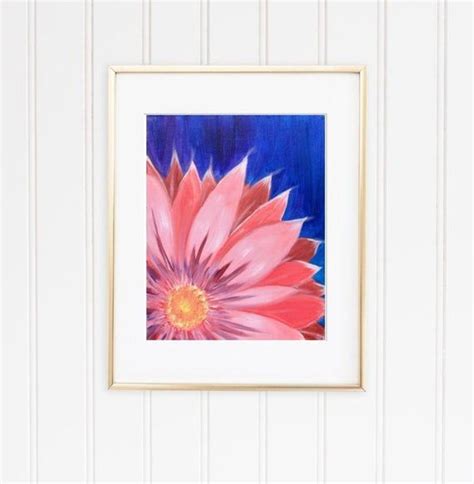Pink Gerber Daisy Flower Canvas Painting Acrylic Painting On Etsy