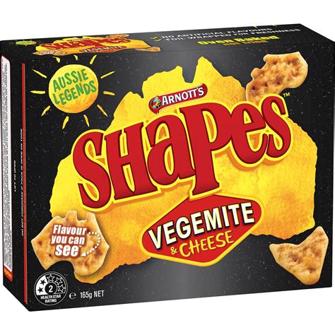 Arnotts Shapes Vegemite And Cheese Cracker Biscuits 165g Woolworths