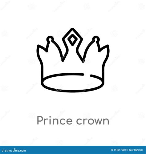 Outline Prince Crown Vector Icon Isolated Black Simple Line Element