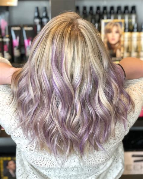 Lilac highlights on blonde tones. 17 Hottest Silver Purple Hair Colors of 2020