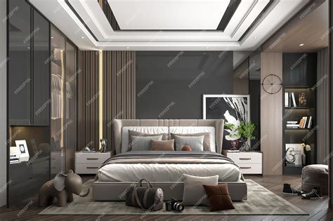 Premium Photo 3d Rendering Modern Luxury Bedroom Interior Design