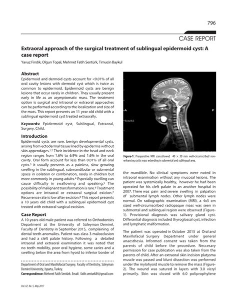 Pdf Extraoral Approach Of The Surgical Treatment Of Sublingual