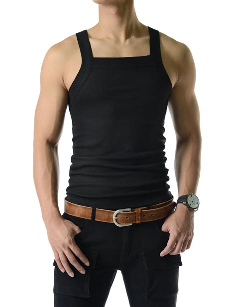 Buy Mens Slim Fit Sexy Wide Line Tank Top 100 Cotton Sleeveless