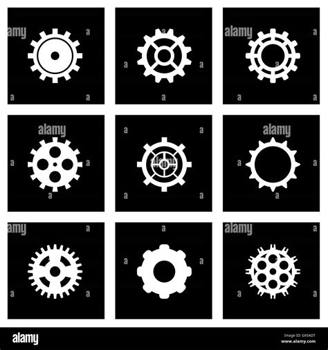 Vector Black Gear Icon Set Stock Vector Image And Art Alamy